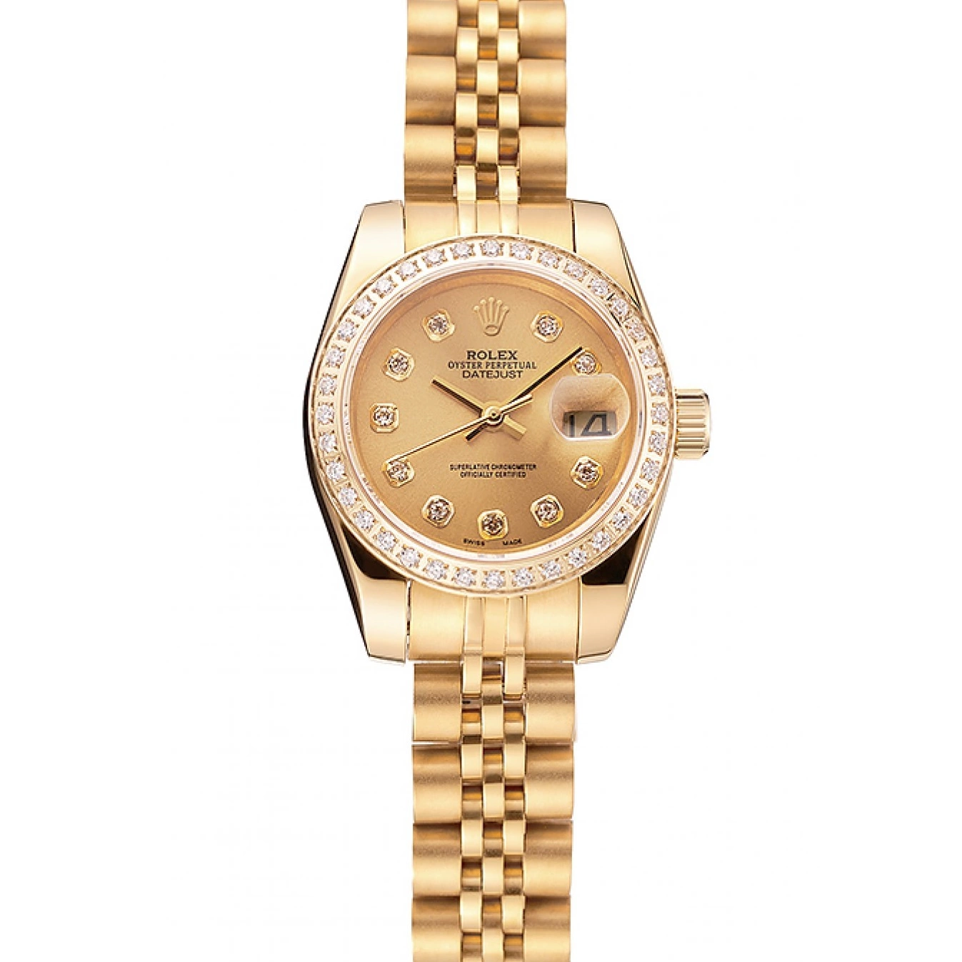 Champagne Rolex Gold Jubilee Swiss Dial Diamond Bezel Lady-Datejust 1454096 Bracelet 0714